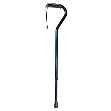 Aluminum Adjust Height Offset Handle Cane With Wrist Strap